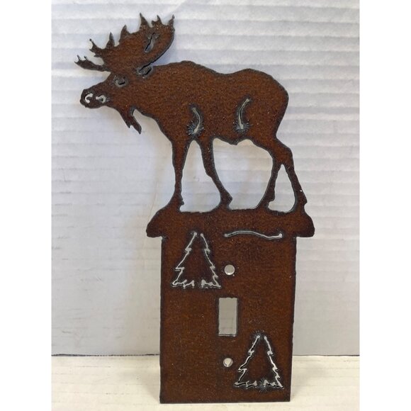 Rustic Metal Moose Light Switch Cover - Picture 2 of 5